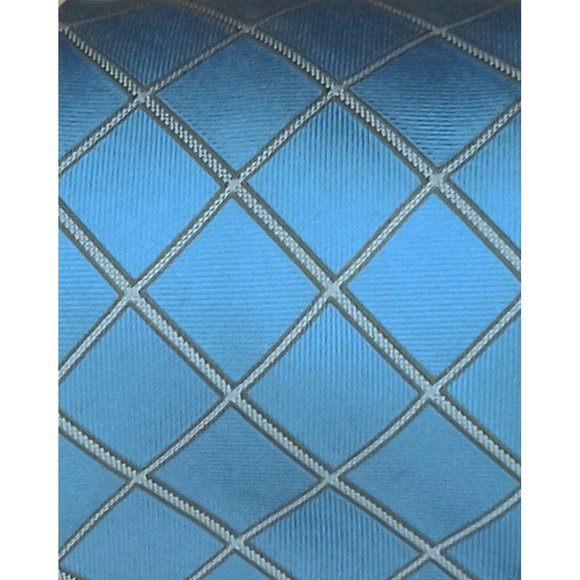 GIANFRANCO FERRE Blue Plaid Silk Tie ITALY 60"/ 3.7" EC - Picture 4 of 7